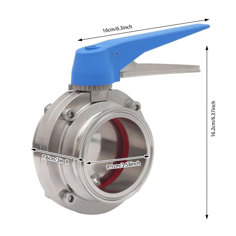 Stainless Steel Butterfly Valves With Manual Blue Trigger Handle Industrial Flow Control Valve 2