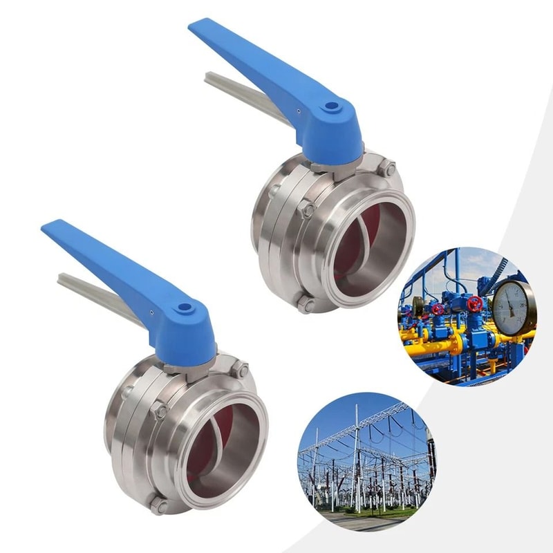 Stainless Steel Butterfly Valves With Manual Blue Trigger Handle Industrial Flow Control Valve 3