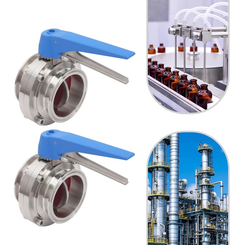 Stainless Steel Butterfly Valves With Manual Blue Trigger Handle Industrial Flow Control Valve 4