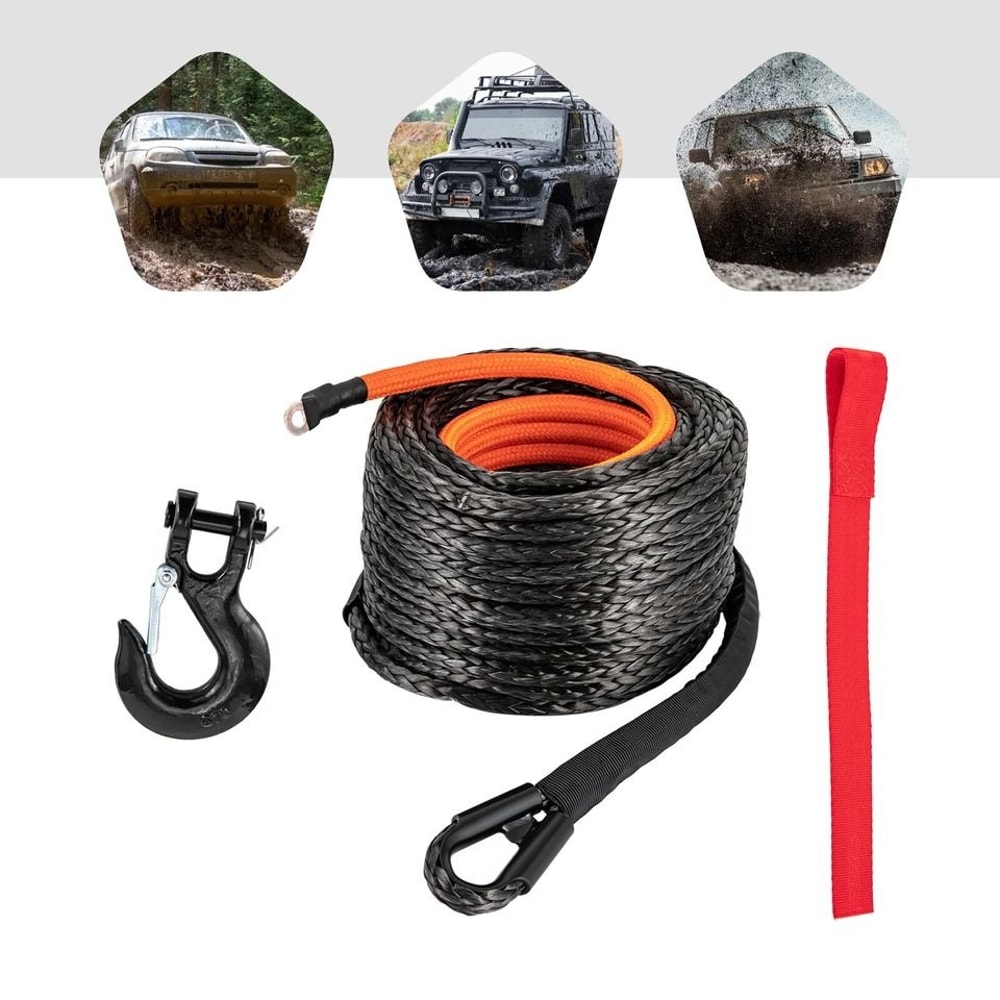 HeavyDuty Synthetic Winch Rope Recovery Cable For ATV SUV 0