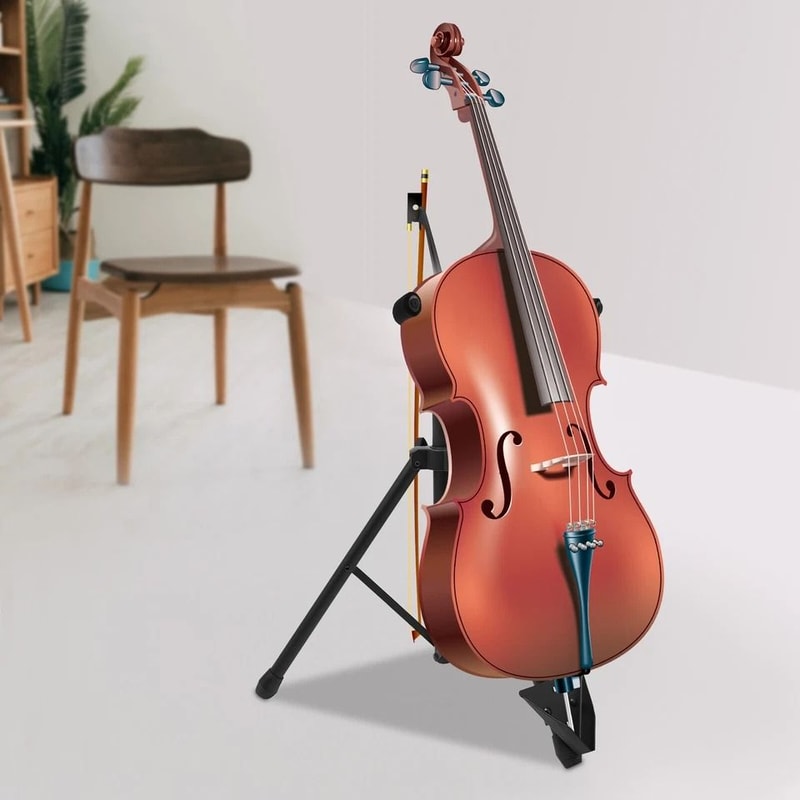 Professional Adjustable Cello Stand With Bow Hook Foldable Portable Support For All Cello Sizes 2