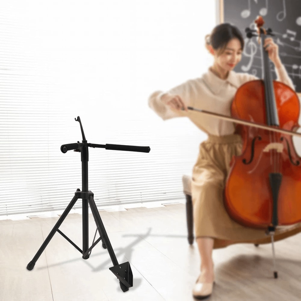 Professional Adjustable Cello Stand With Bow Hook Foldable Portable Support For All Cello Sizes 0