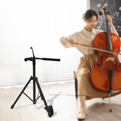 professional adjustable cello stand with bow hook foldable, portable support for all cello sizes