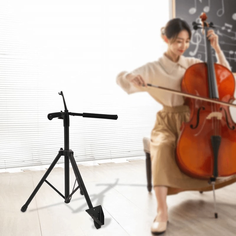 Professional Adjustable Cello Stand With Bow Hook Foldable Portable Support For All Cello Sizes 0