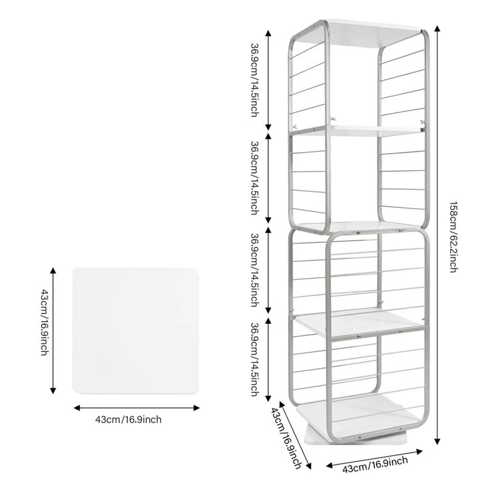 Rotating Bookshelf Organizer Space Saving Vertical Storage Tower 2