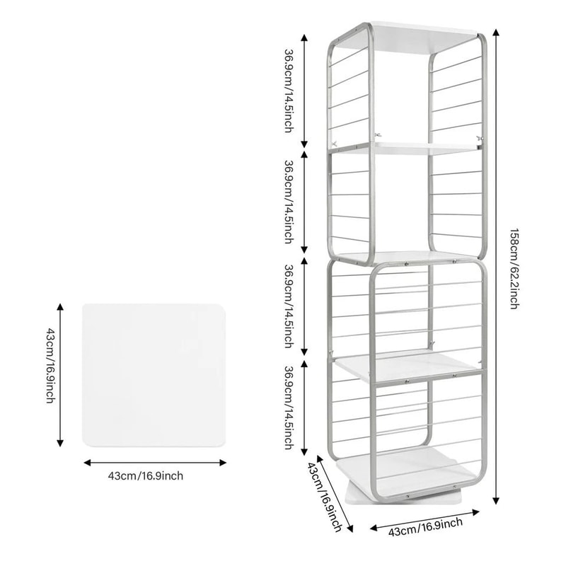 Rotating Bookshelf Organizer Space Saving Vertical Storage Tower 2