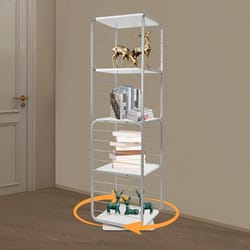 rotating bookshelf organizer space saving vertical storage tower