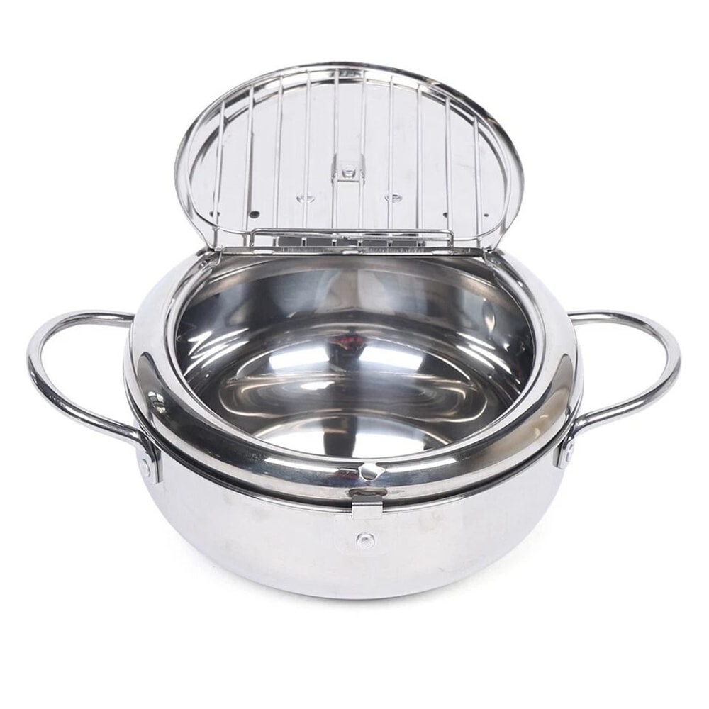 Premium Stainless Steel Fryer Deep Frying Pot With Temperature Control Durable Tempura Fryer Pan 2