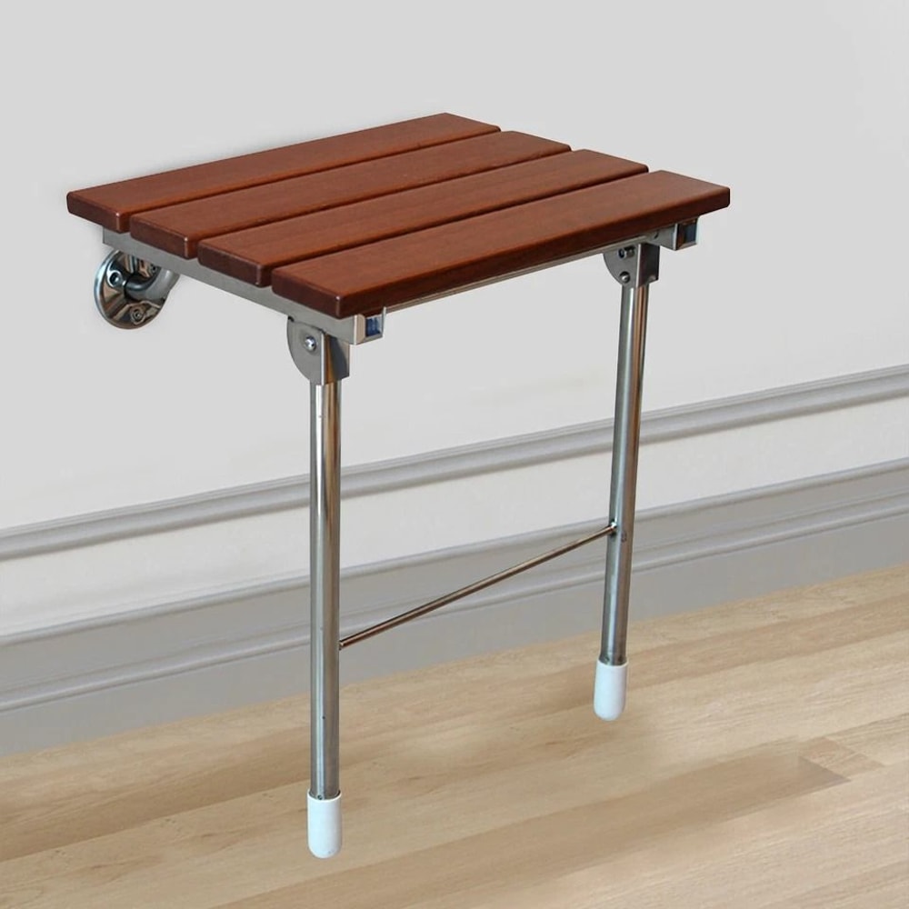 Premium Solid Wood Folding Shower Seat Wall Mounted Spa Bench For Bathroom 1