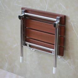 premium solid wood folding shower seat wall mounted spa bench for bathroom