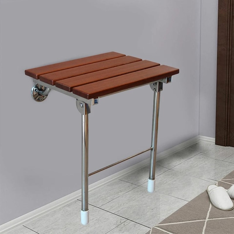 Premium Solid Wood Folding Shower Seat Wall Mounted Spa Bench For Bathroom 3