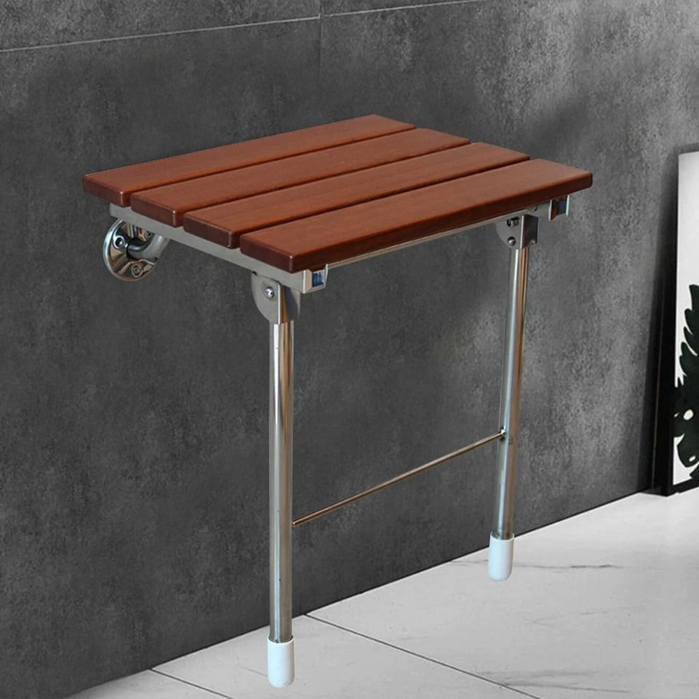 Premium Solid Wood Folding Shower Seat Wall Mounted Spa Bench For Bathroom 5