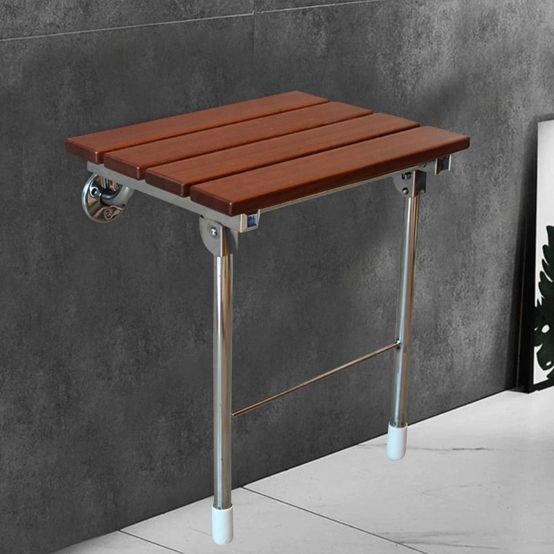 Premium Solid Wood Folding Shower Seat Wall Mounted Spa Bench For Bathroom 5