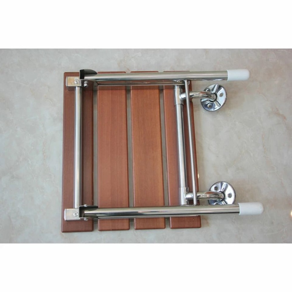 Premium Solid Wood Folding Shower Seat Wall Mounted Spa Bench For Bathroom 7