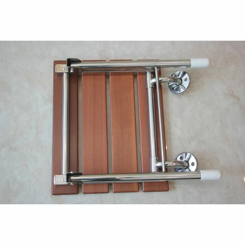 Premium Solid Wood Folding Shower Seat Wall Mounted Spa Bench For Bathroom 7