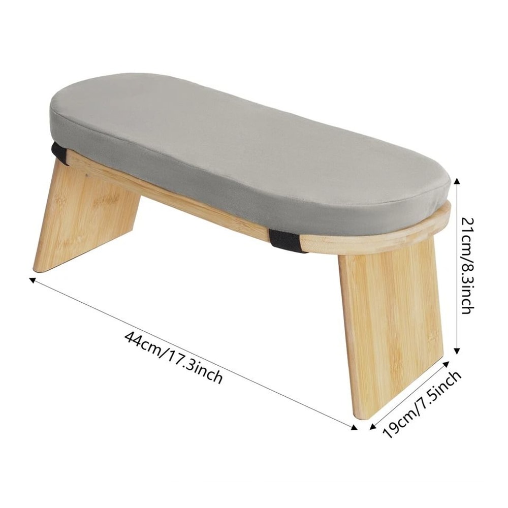 Bamboo Meditation Bench Foldable Yoga Kneeling Stool With Carrying Bag 3
