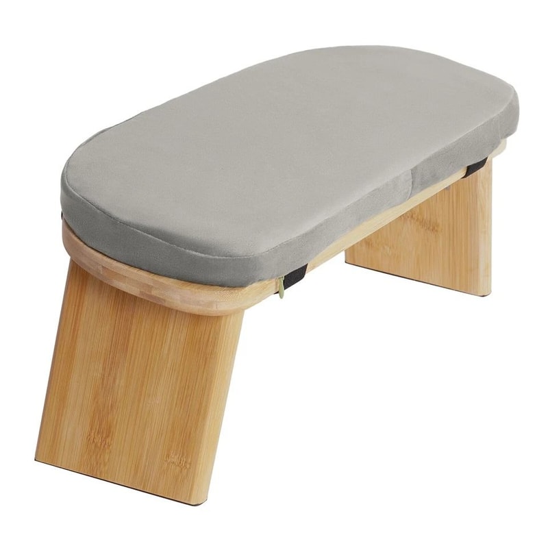 Bamboo Meditation Bench Foldable Yoga Kneeling Stool With Carrying Bag 5