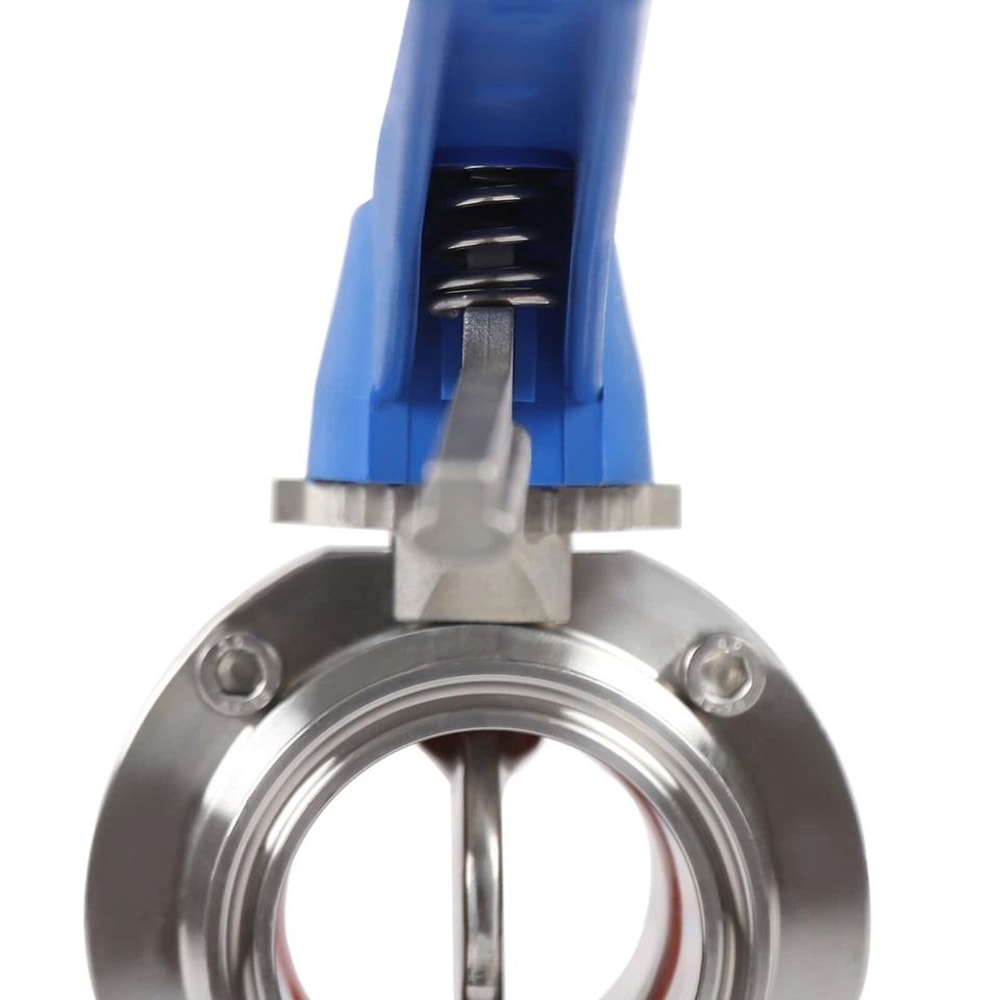 Stainless Steel Butterfly Valve Set With Blue Trigger Handle Durable Industrial Flow Control 3