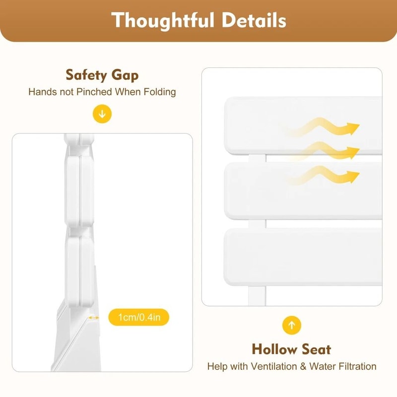 Premium Foldable Shower Seat Wall Mounted Shower Bench For Safety And Support 1