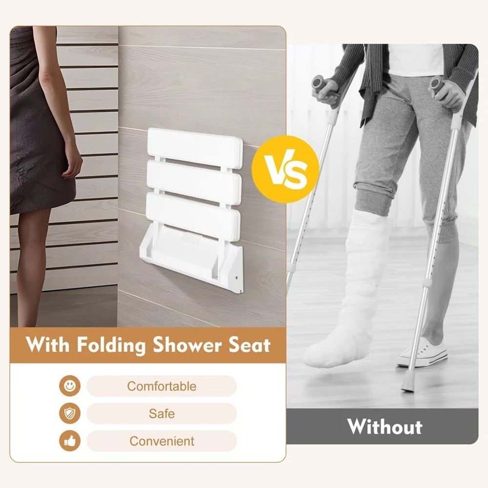 Premium Foldable Shower Seat Wall Mounted Shower Bench For Safety And Support 3