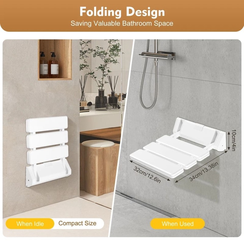 Premium Foldable Shower Seat Wall Mounted Shower Bench For Safety And Support 5