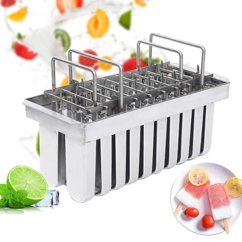 Stainless Steel Popsicle Molds Ice Cream Pop Maker Set With Ice Pop Stick Holders 9