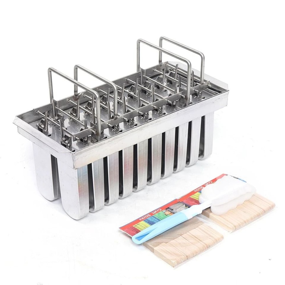 Stainless Steel Popsicle Molds Ice Cream Pop Maker Set With Ice Pop Stick Holders 2
