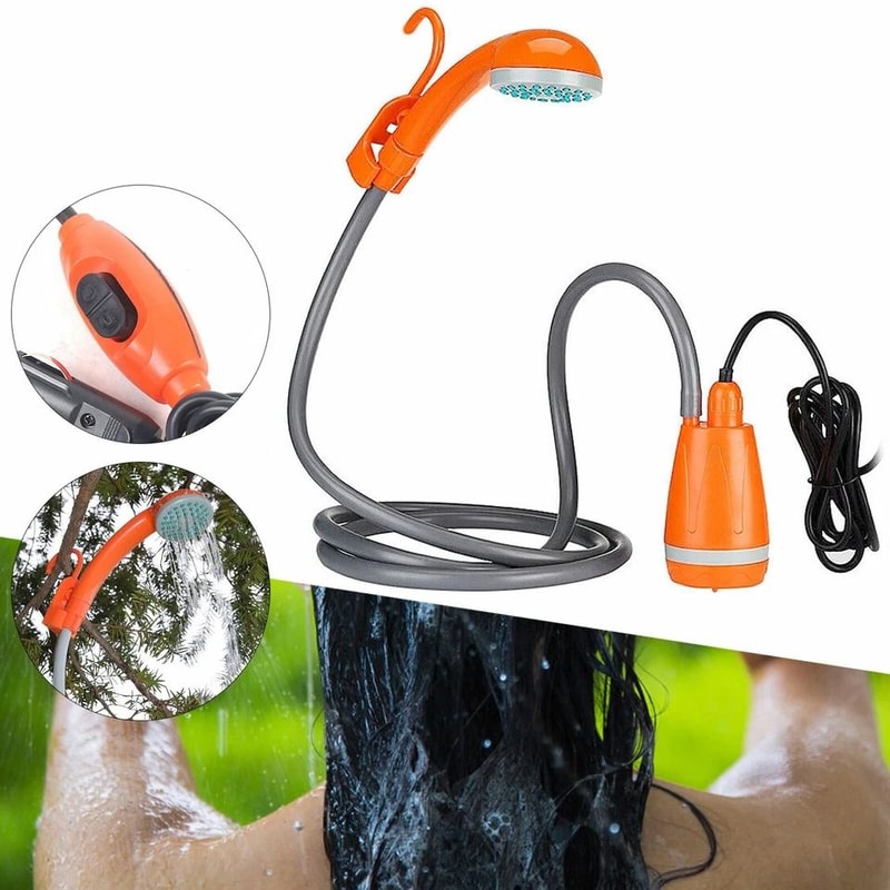 Portable Outdoor Camping Shower Pump With Shower Head Lightweight 62W Outdoor Shower Kit 2