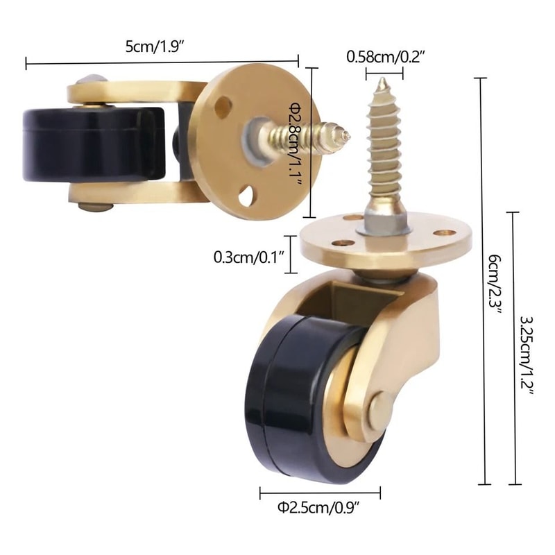 Premium Universal Brass Furniture Caster Wheels Set Swivel Replacement Caster Set For Chairs 1