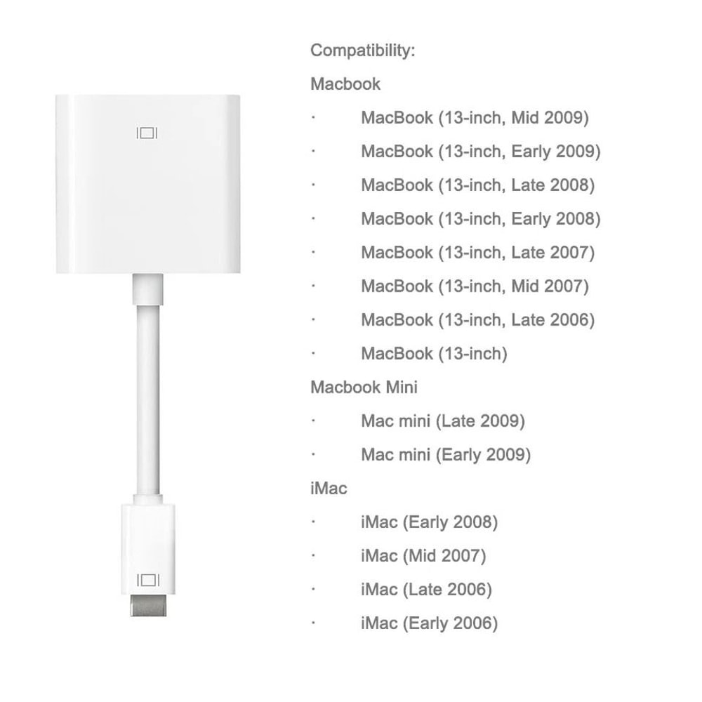 Mini DVI To DVI Adapter Cable MacBook Video Cable Converter 2