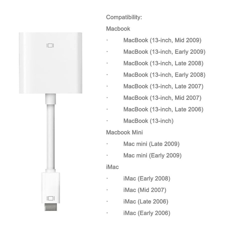 Mini DVI To DVI Adapter Cable MacBook Video Cable Converter 2
