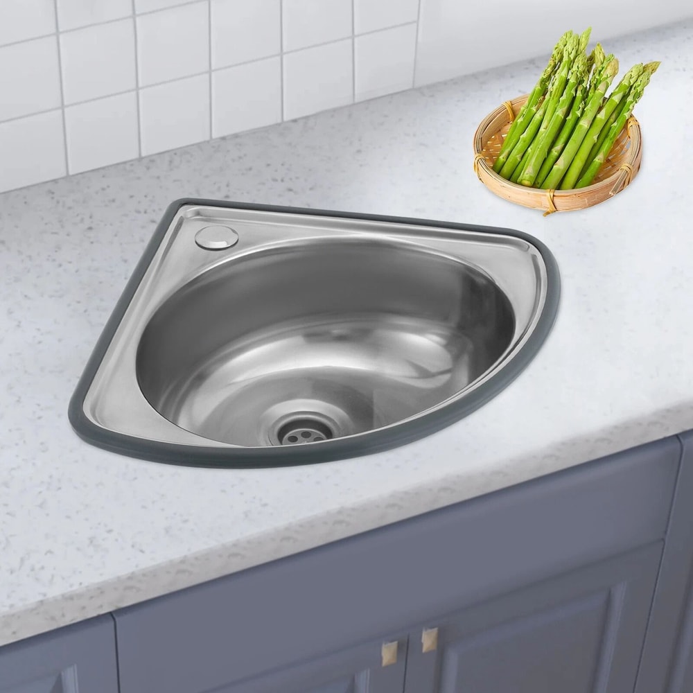 Premium Stainless Steel Corner Kitchen Sink Wall Mounted Space Saving Triangle Basin 0