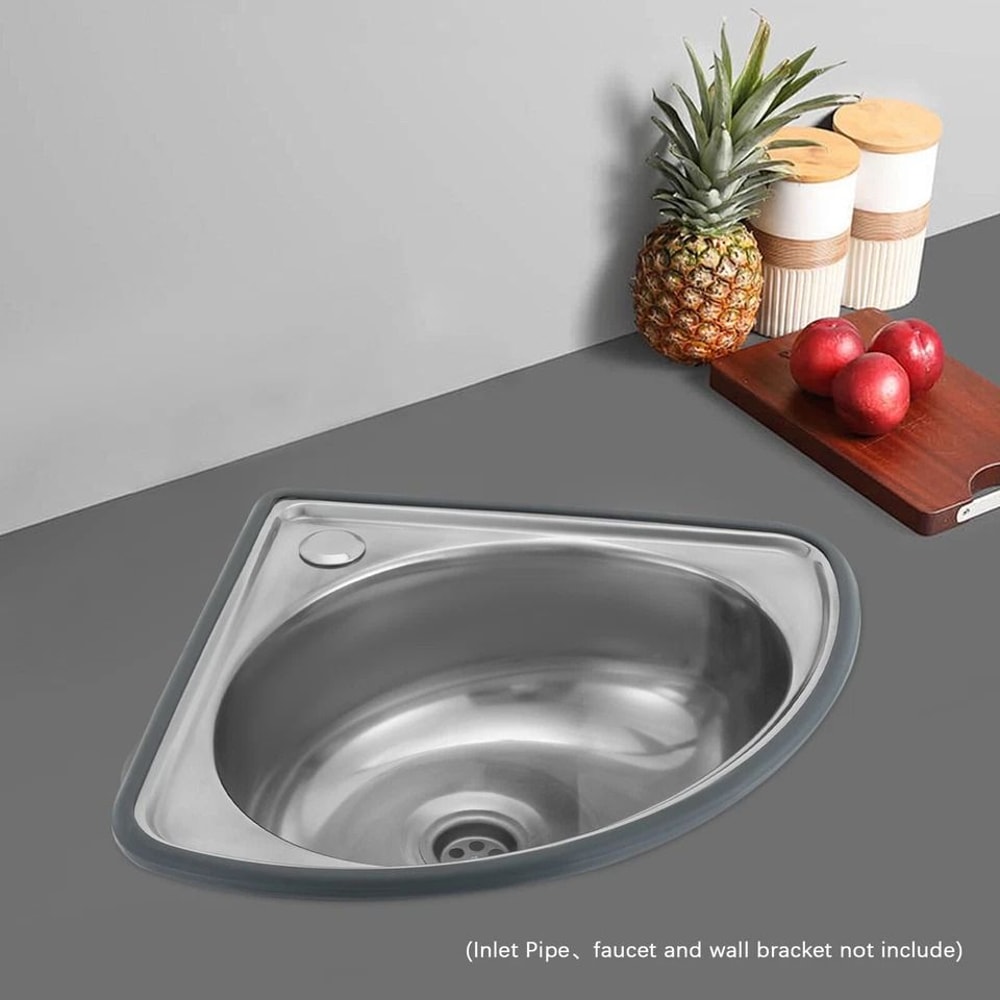 Premium Stainless Steel Corner Kitchen Sink Wall Mounted Space Saving Triangle Basin 3