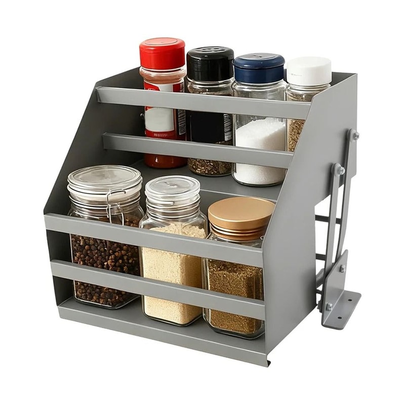 Premium Pull Down Cabinet Organizer Shelf Cabinet Pull Out Shelf Spice Rack Organizer For Kitchen 2