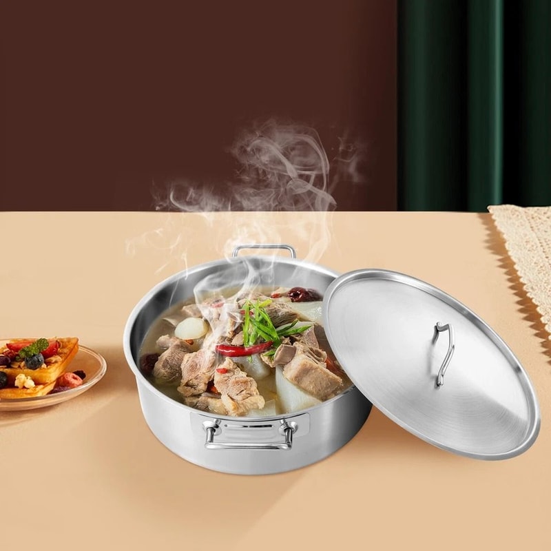 Stainless Steel Stock Pot With Lid Large Soup Pot For Everyday Kitchen Cookware 4