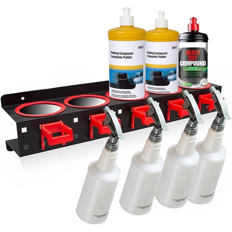 Premium WallMounted Spray Bottle Storage Rack For Car Detailing Garage Organization 5