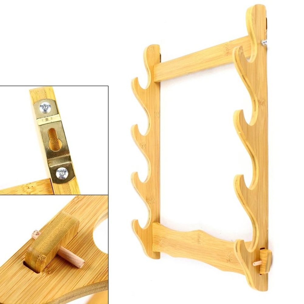 Bamboo Tier Katana Sword Display Rack Wall Mounted Sword Holder Shelf 2