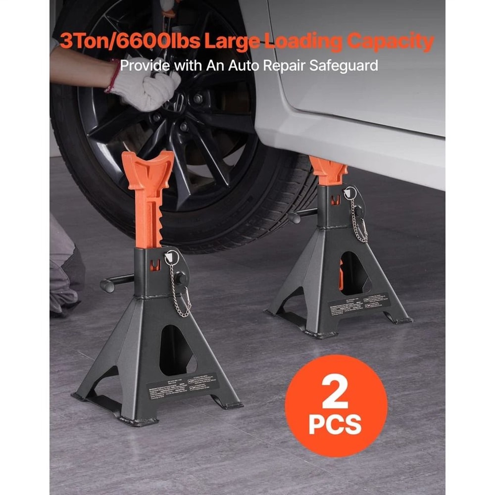 Heavy Duty Ton Jack Stands Adjustable Height Pair With Double Locking Safety 1