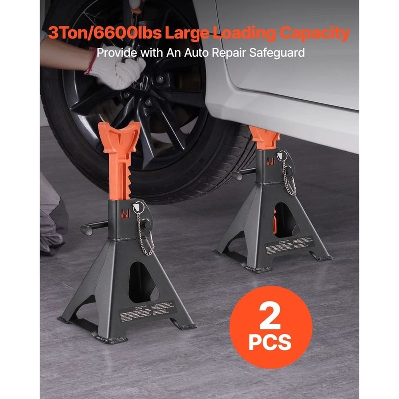 Heavy Duty Ton Jack Stands Adjustable Height Pair With Double Locking Safety 1