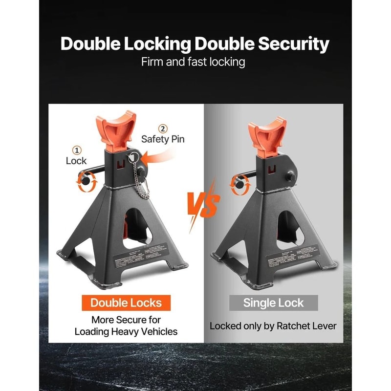 Heavy Duty Ton Jack Stands Adjustable Height Pair With Double Locking Safety 2