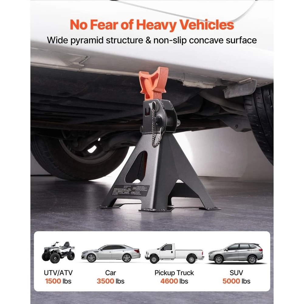 Heavy Duty Ton Jack Stands Adjustable Height Pair With Double Locking Safety 4