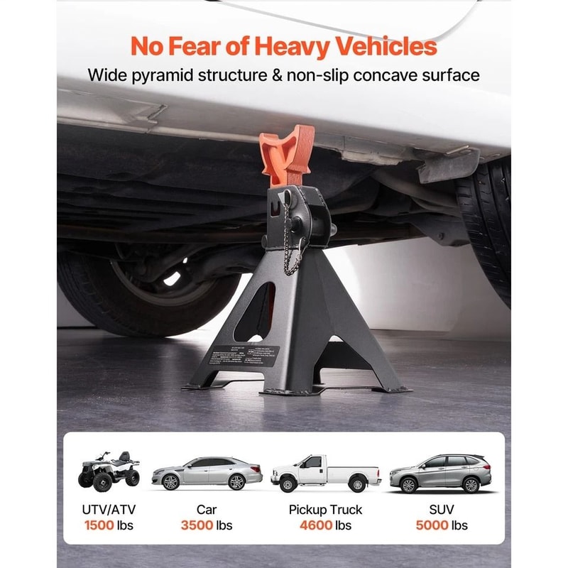 Heavy Duty Ton Jack Stands Adjustable Height Pair With Double Locking Safety 4