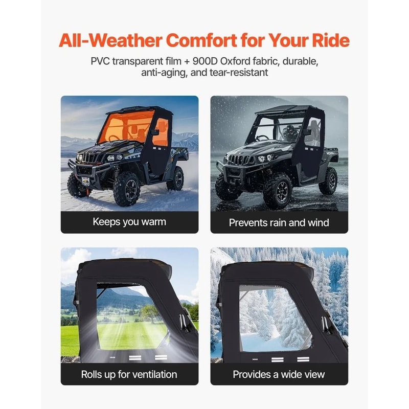 Soft UTV Cab Enclosure Upper Doors Zipper Set For Hisun Durable Replacement UTV Door Zippers 1