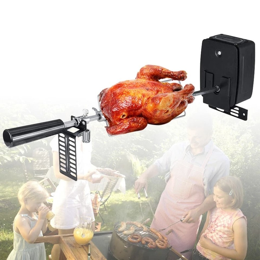 Premium Stainless Rotisserie Grill Kit With Heavy Duty Rotisserie Grill Accessories Battery Motor 0