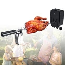premium stainless rotisserie grill kit with heavy duty rotisserie grill accessories & battery motor
