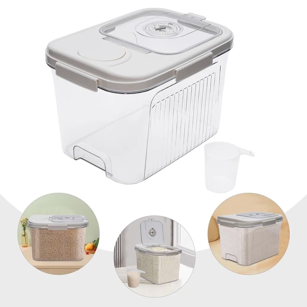Rice Dispenser Dry Food Storage Container Premium Rice Storage Organizer With Measuring Cup 1