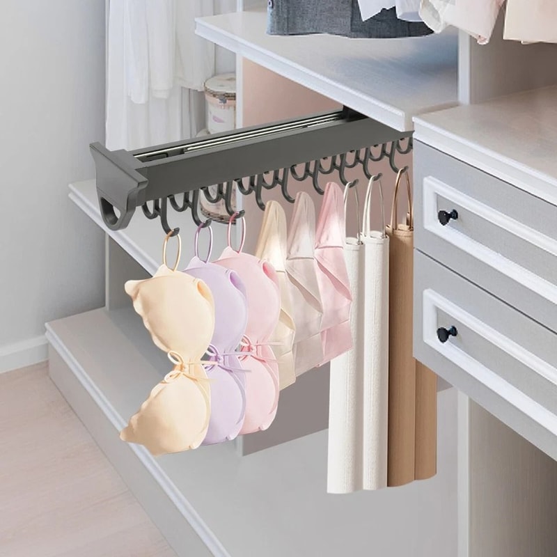 Premium Pull Out Broom Mop Storage Rack Wall Organizer With Hooks 1