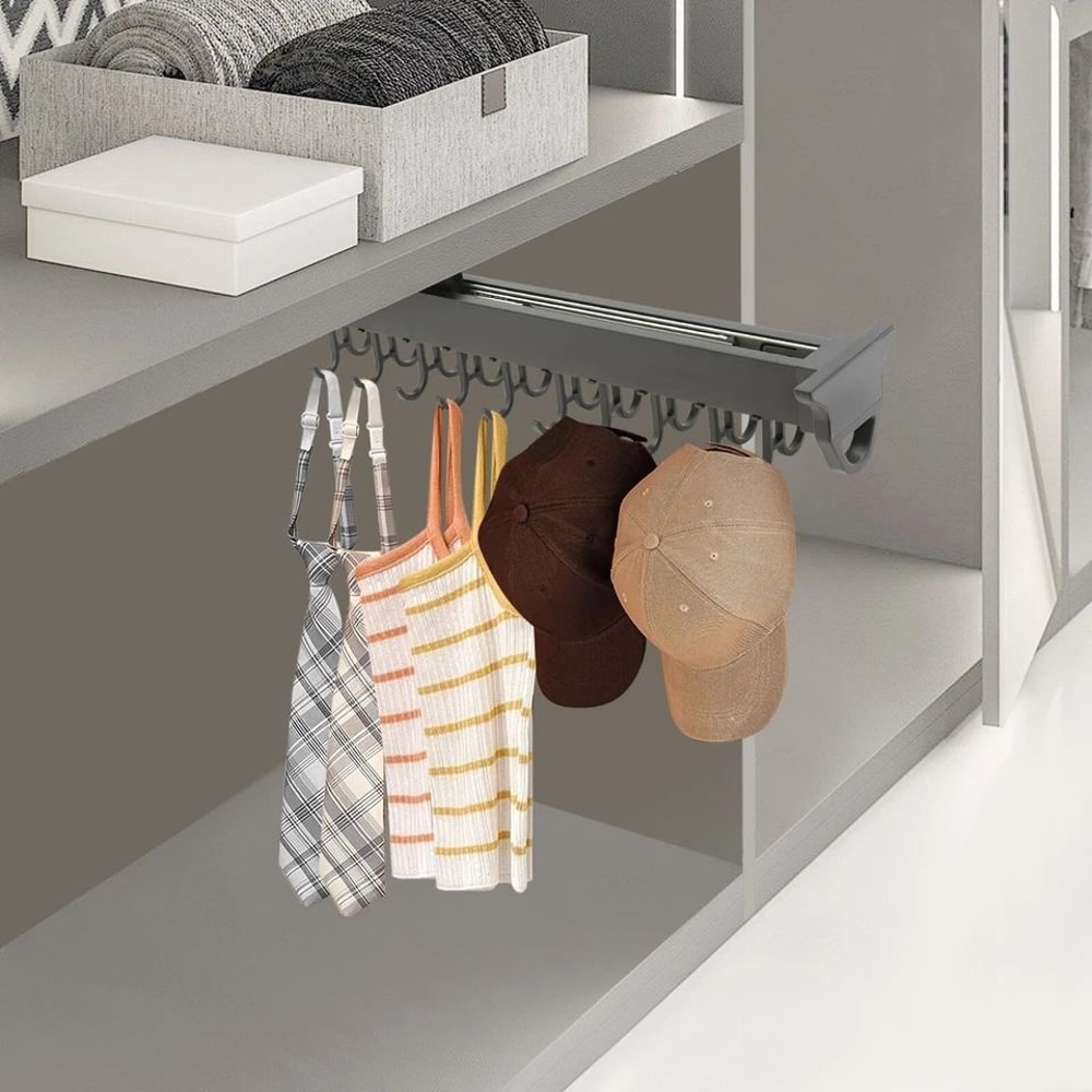 Premium Pull Out Broom Mop Storage Rack Wall Organizer With Hooks 3