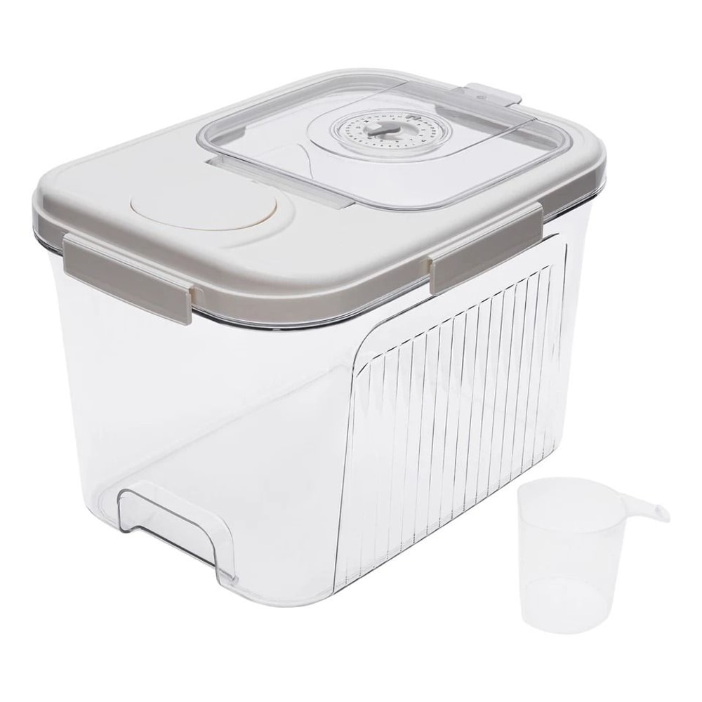 Premium Rice Dispenser Dry Food Storage Container With Measuring Cup Compact Tabletop Storage Box 6