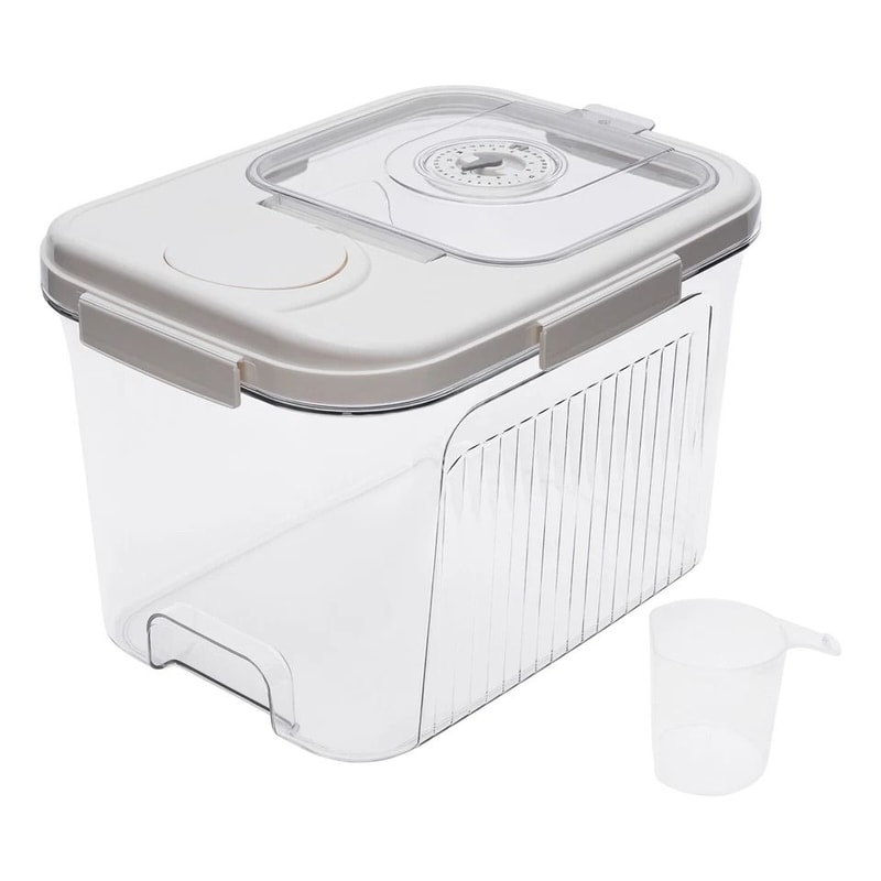 Premium Rice Dispenser Dry Food Storage Container With Measuring Cup Compact Tabletop Storage Box 6